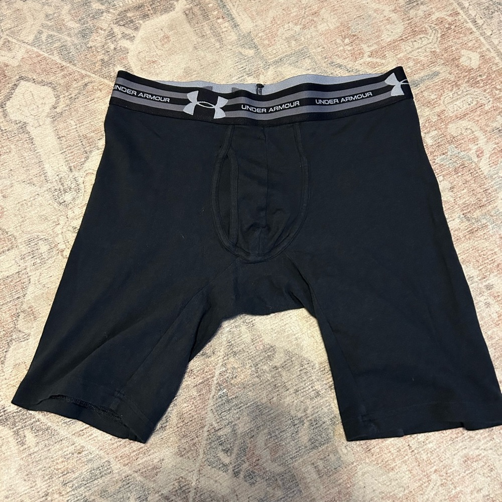 Under Armour Black Men’s Compression Boxer Briefs with Gray Logo Waistband